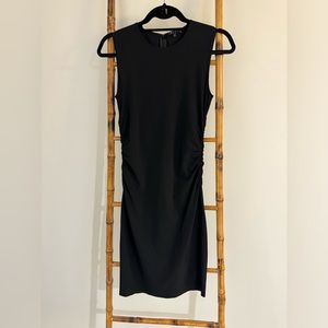 Theory Fitted Sleeveless Dress. Size 4. Black. Stretch. Ruched.